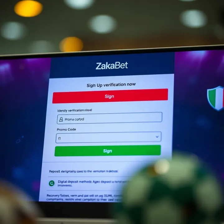 Mobile phone displaying Zakabet login screen with Nigerian flag in the background