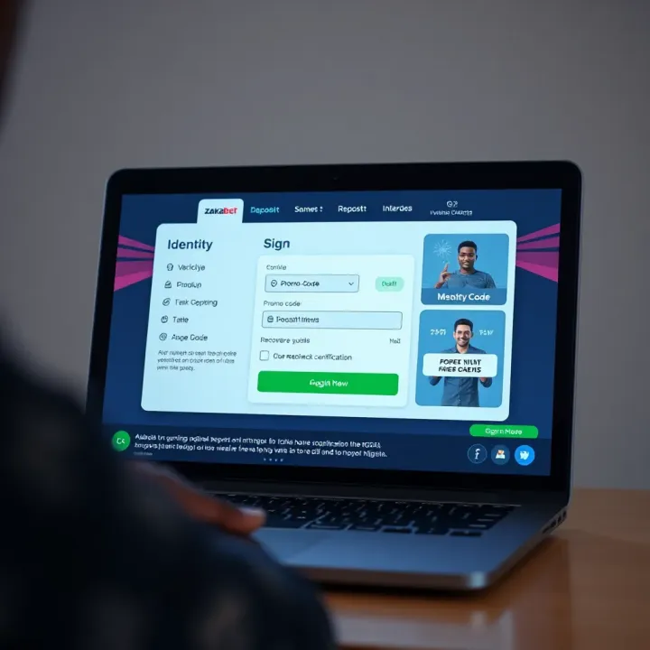 Zakabet Cameroon Login Interface Displayed on Laptop User logging into Zakabet Cameroon platform on a laptop screen